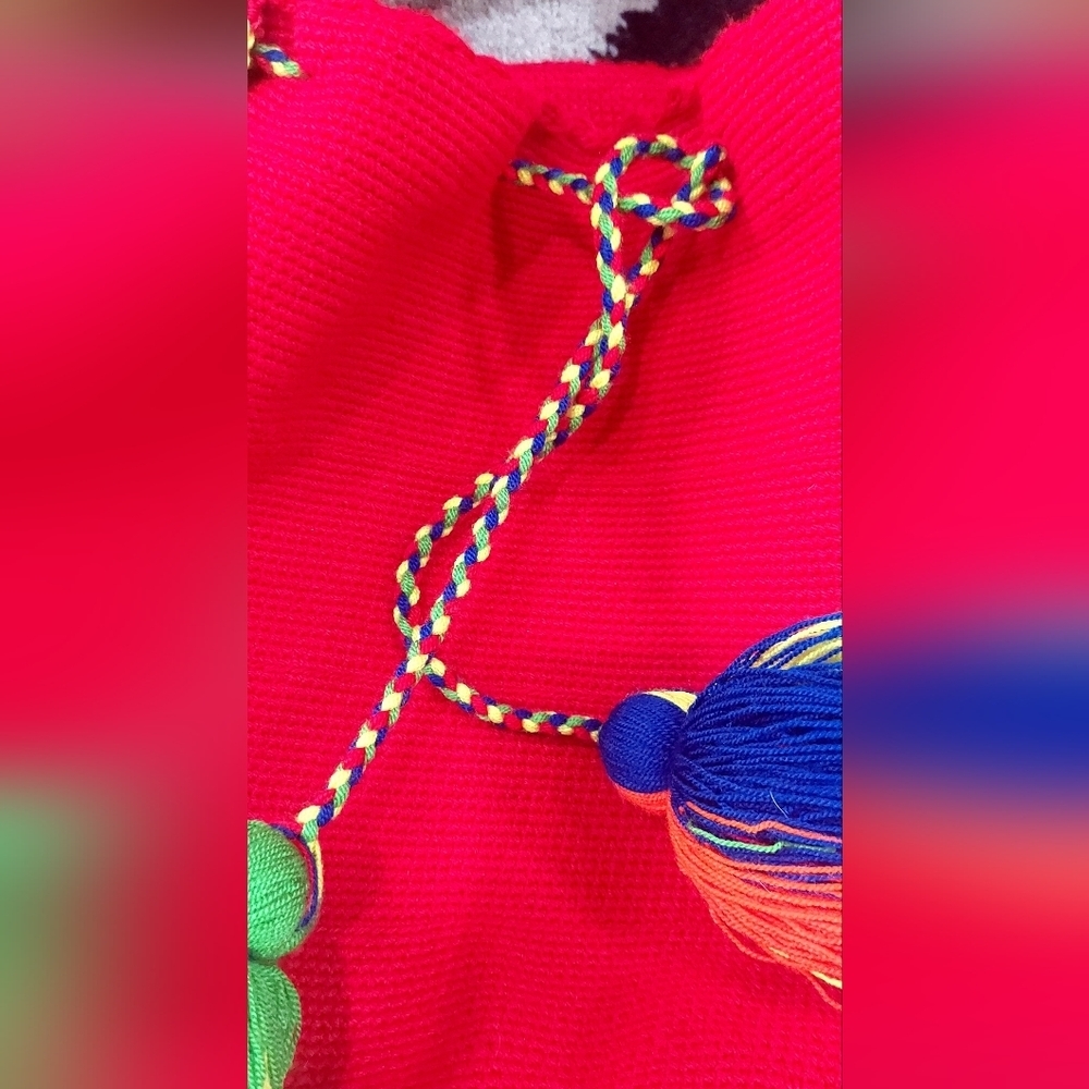 Nina Mochila Red 100% Handmade Crossbody Boho Large Bag Ethnic Traditional Hobo - Picture 11 of 12
